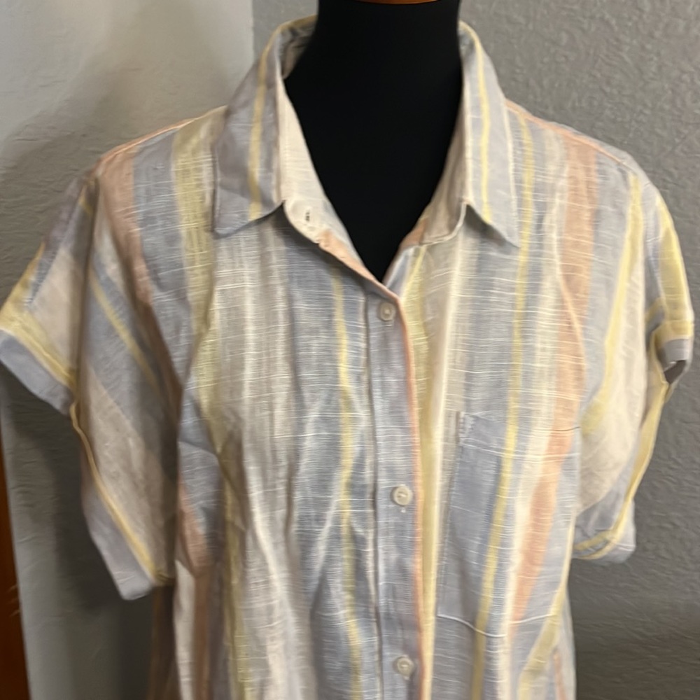 Harper Heritage Pastel Striped Linen Button Down